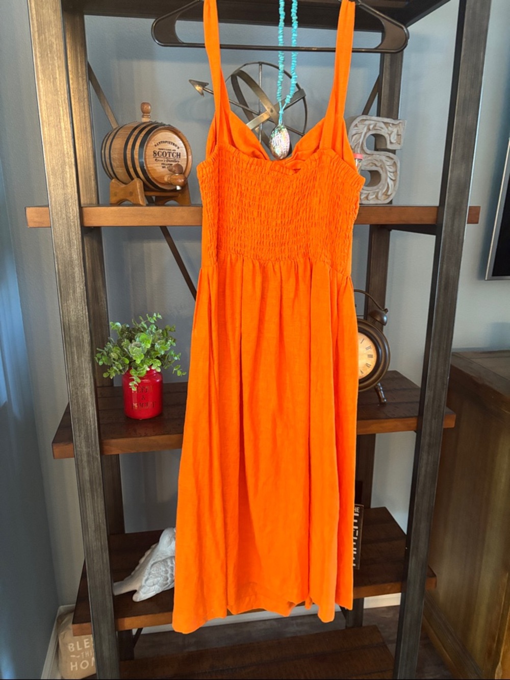 Fe Noel Orange Tie-Front Midi Dress nwot - Picture 3 of 3